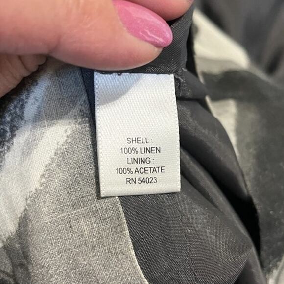 Banana Republic Italian LINEN Grey Gray Chevron Strapless Dress Boning 10 - Picture 8 of 13